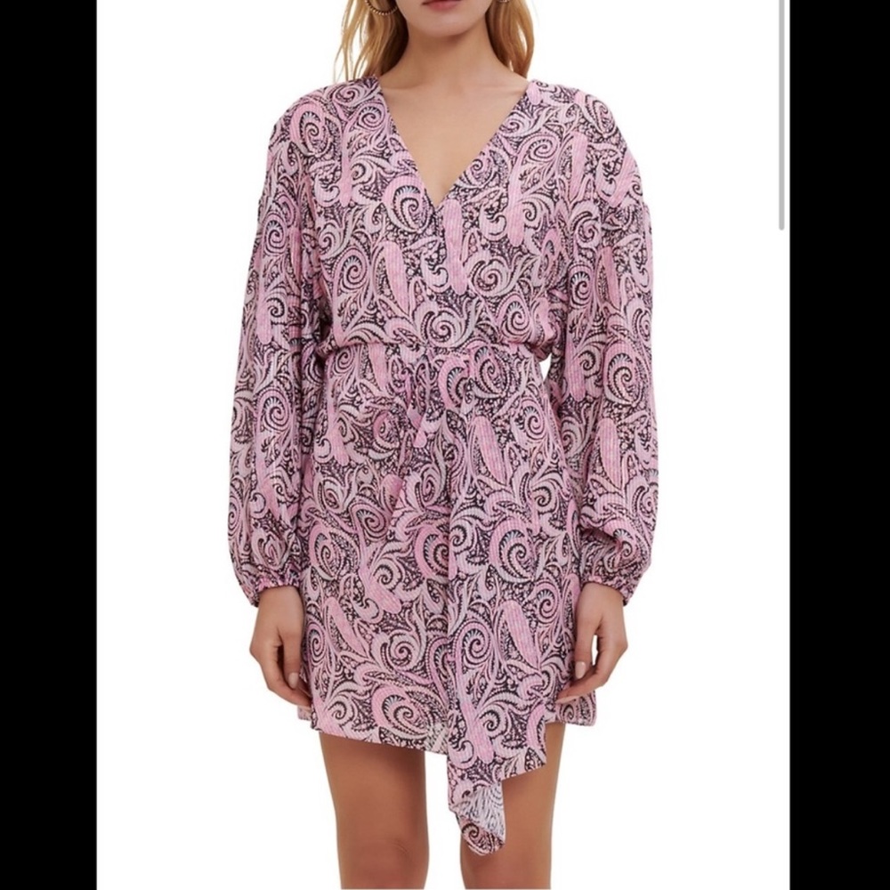 NWT Maje Rapollo Metallic Paisley Jacquard Voile Mini Dress